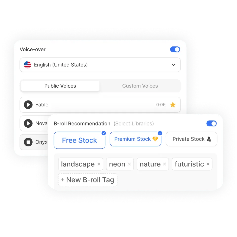 Set up voice-over, footage, and video preferences with Visla AI Video Agent
